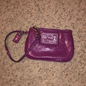 Glossy Purple Coach Small Wristlet